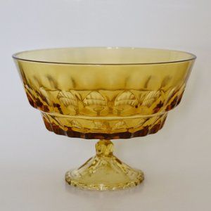 1960s Vintage Viking Georgian Amber Pedestal Trifle Fruit/Salad Bowl
